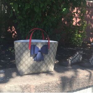 Gucci Beige and Blue Tote Bag
